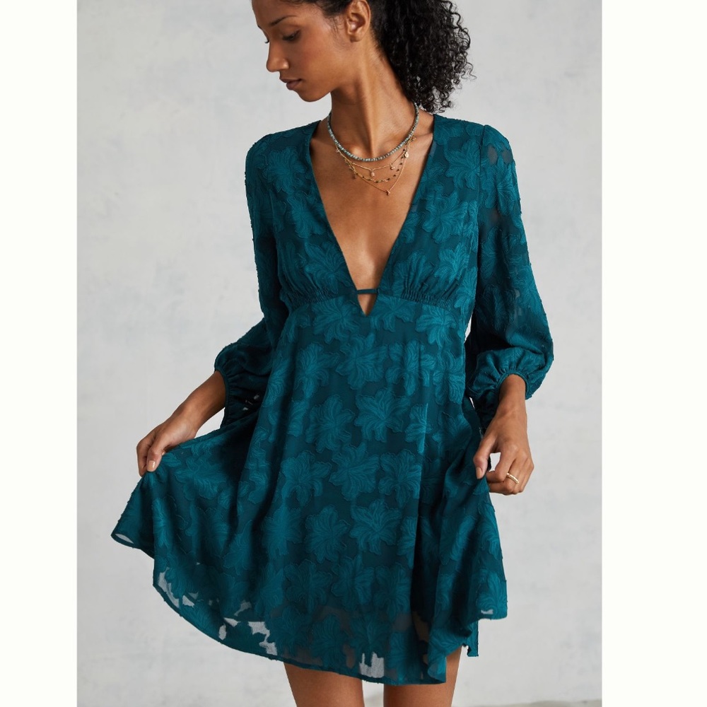 Anthropologie Teal Mini Dress